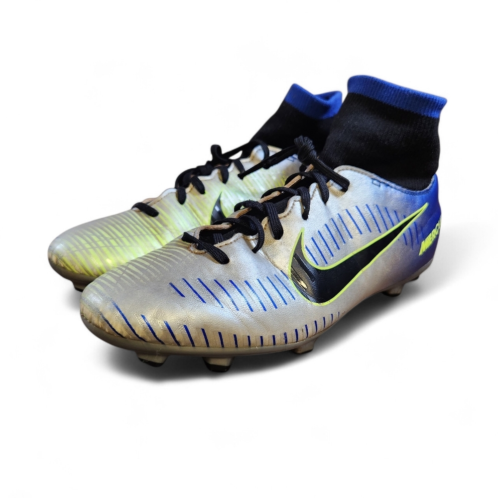 Nike Mercurial Victory 6 DF FG Neymar Jr Soccer Cleats Youth 5.5Y Blue Silver